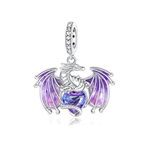 925 Silver-plated Dragon Jewelry Charm, DIY Pendant for Necklace Bracelet, Perfect Gift for Her