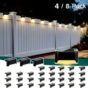 4/8Piece Set Solar-Powered LED Deck LightsAuto-On/Off, 12-Hour Continuous Illumination Ideal for Outdoor Stairs, Railings, and Pathways Enhances Nighttime Safety and Ambiance Waterproof Solar Step Lights for Outdoor Use Garden Decor Perfect Gift