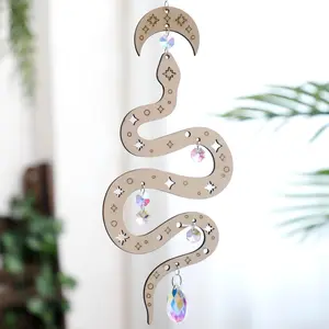 Wooden Snake Design Wall Hanging, Bohemian Mystical Snake Decor, Handmade Wooden Wall Art, Witchcraft Home Decor, Spiritual and Bohemian Wall Decor, Ornaments
