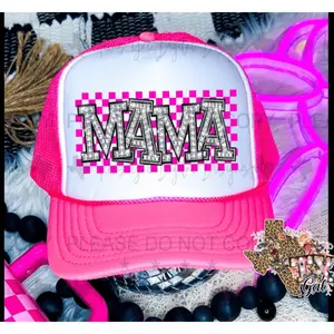 RTS MAMA PINK CHECKER DTF DIRECT TO FILM transfers HAT SIZE  (HAT NOT INCLUDED)  34-J
