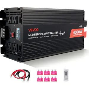 VEVOR 1000W Power Inverter, 12V DC to 120V AC Modified Sine Wave Inverter, Car Charger Converter with USB Type - C Port, 2 AC Outlets, LED Indicator Light, Ideal for RV, Truck Outdoor Camping
