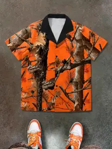 Men's Camo Print Short Sleeve Shirt, Regular Fit Casual Fashion Comfy Top for Daily Outdoor Wear, Men Clothes for Summer, Casual Fitted Shirt, Casual Party Shirt