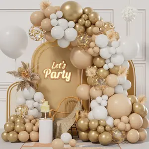 161 count White Sand  Balloons Garland Arch Kit with White Nude  Balloons  Confetti Balloons for Boho Wedding  Bridal Shower Engagement Anniversary Birthday Backdrop Decorations