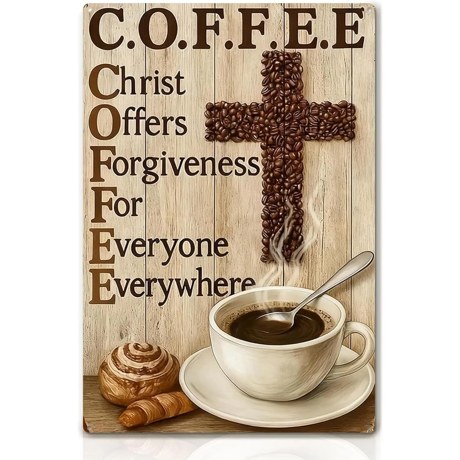 Vintage Coffee Metal Iron Tin Signs Christian Wall Art Decoration Inspirational 8x12 In for Family Living Room Kitchen Motivational Decor Cafe Sign Pictures Rustproof Durable High-Quality Metal Sign Easy to Hang