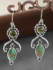 Vintage Elegant Bohemian Style Synthetic Turquoise Pendant Earrings with Feather Decoration, Perfect for Parties and Daily Wear