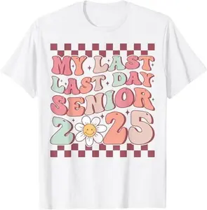 My Last Last Day Groovy Senior Last Day School Class of 2025 T-Shirt
