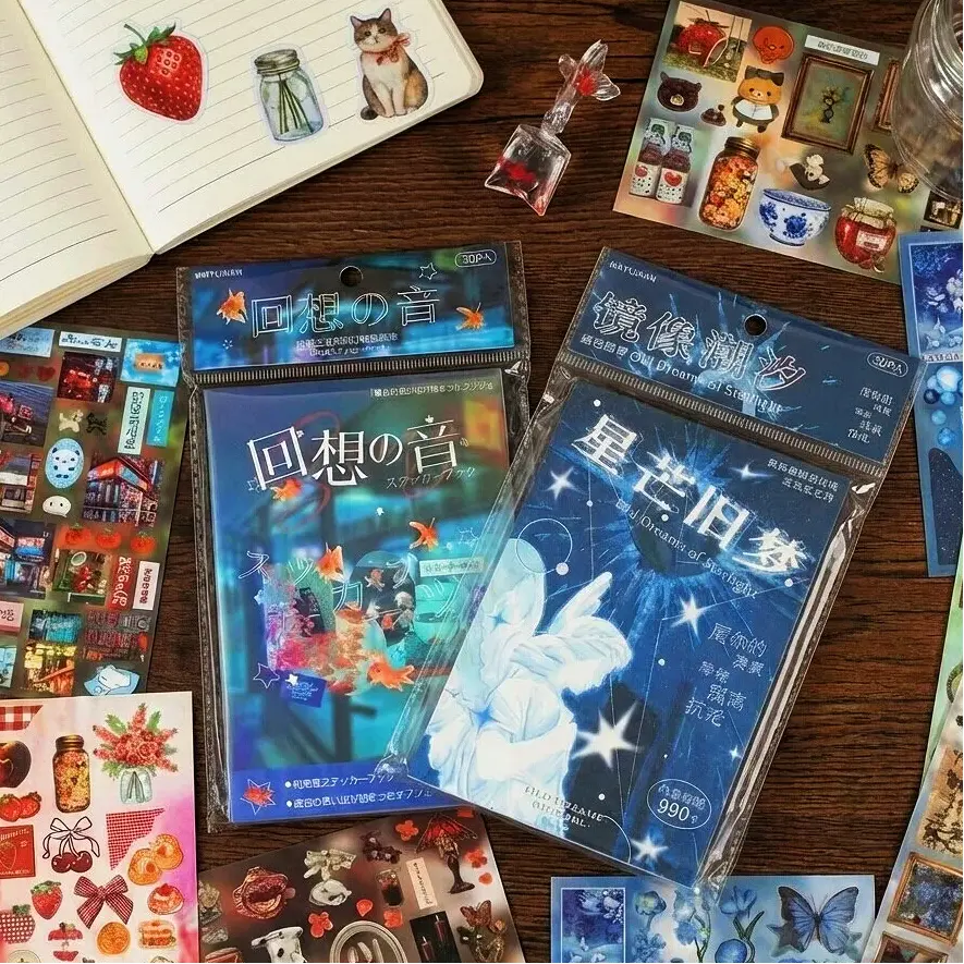 Vintage Stickers Kit, 1980+ Pcs Aesthetic Sticker Book Bundle (60 Sheets) - Dreamcore, Japan Retro, European Classic Decals for Junk Journaling, Scrapbooking (Glitter, Matte Finishes), Aesthetic Stickers