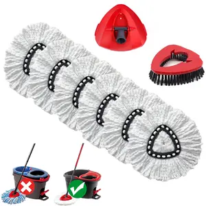 Mop Head & Scrub Brush Refill Only For O-Cedar EasyWring 1 Tank System. Bucket & Handle NOT Included. Perfect Fit, Suitable for All Hard Floors