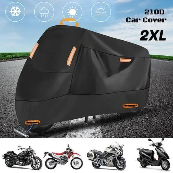 Motorcycle Cover, Waterproof & Dustproof Motorcycle Cover with Reflective Strips, Universal Motorcycle Cover for Outdoor Use, Body Cover