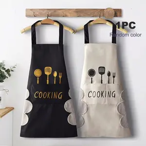 Waterproof Oil-Resistant Kitchen Apron, Unisex Workwear Fabric, Cartoon Print Fashion Tie, Women's Kitchen Apron, Random Color, Household Items
