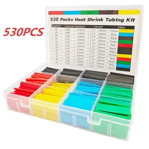 Heat Shrink Tubing Kit - 530 Pcs 2:1 Ratio Adhesive Lined Colored Waterproof Insulation Sleeves with Storage Case for Cable, Wire, Home Repairs, Electronics DIY Projects (Automotive & Motorcycle Car Repair Tool)