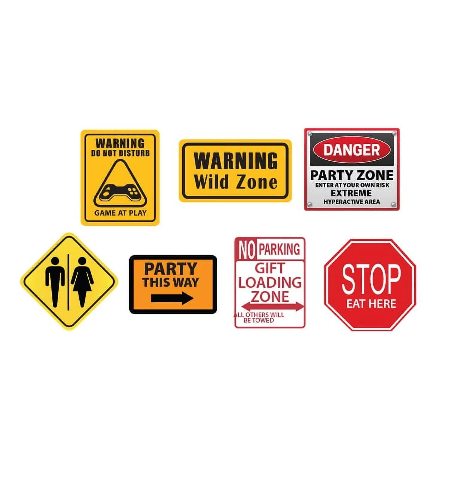 18"x21" Weatherproof Corrugated Cardboard Printed Signs (Set of 7) - High-Quality Home Decor Plaque, Happy Birthday Party Construction Event Decor, Party Decor