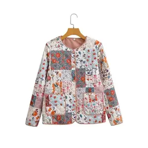 Patchwork Print Quilted Jacket - Multi