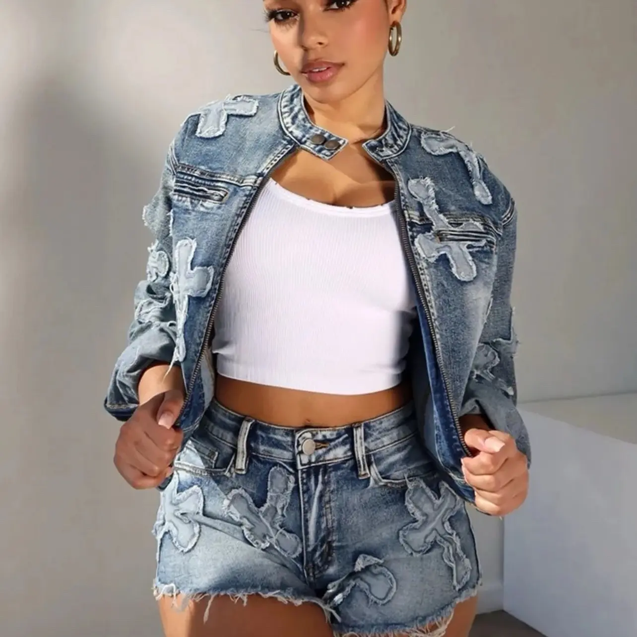 Cross Jean Short Set