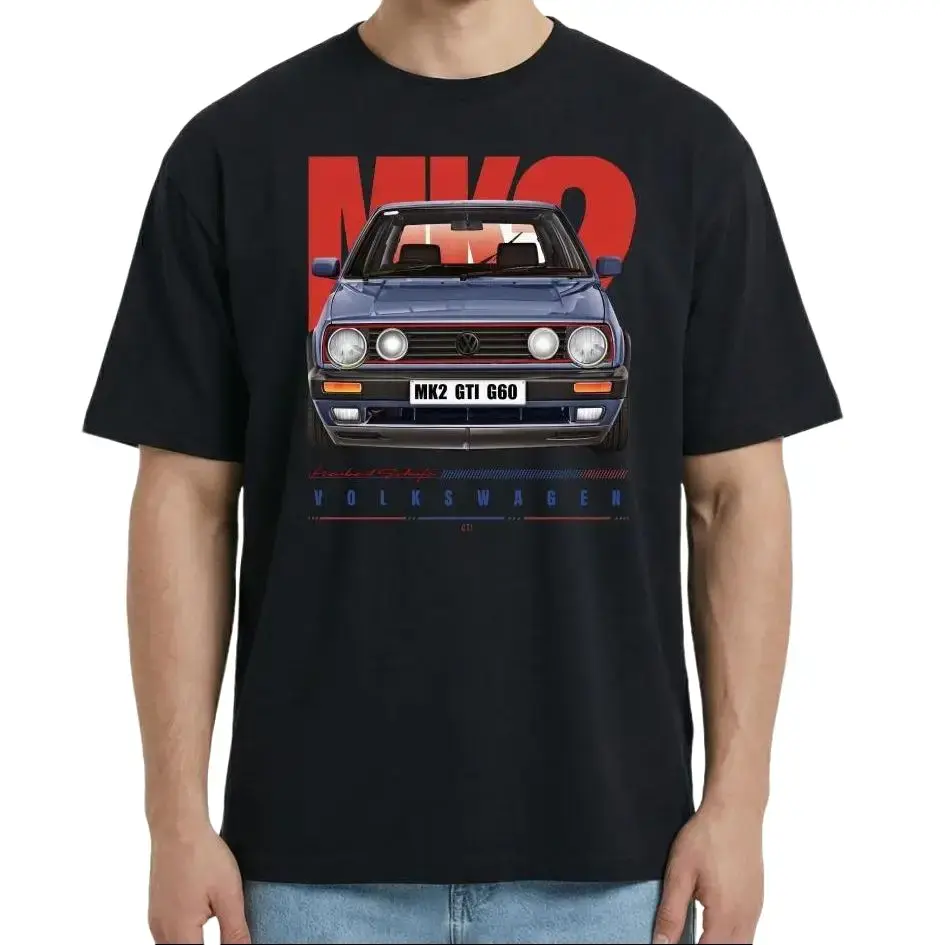 VW Golf MK2 GTI G60 Blue Car Graphic T-Shirt Sweatshirt Hoodie, Car Enthusiast and Fans Gift
