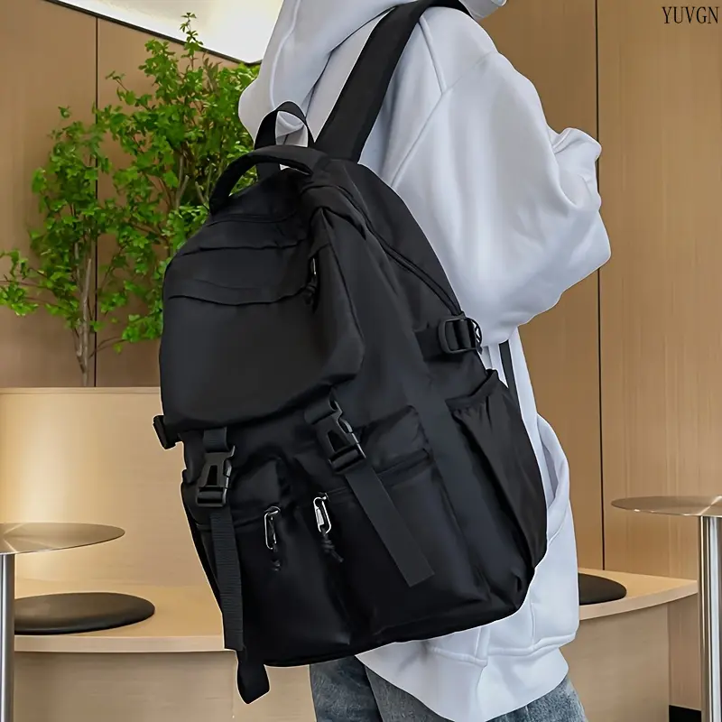 Men's Classic Plain Lightweight Backpack, Multifunctional High-Capacity Sports Bag with Detachable Shoulder Strap for School, Gym & Daily Use, Lightweight Daily Backpack, Multifunctional Backpack