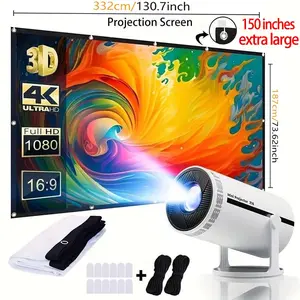 Large Screen Projector Support 1080P Resolution, Portable Pocket Design, Wall-Mounted Option for Home Theater & Presentation