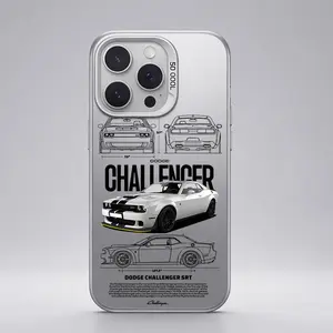Dodge Challenger pattern Aesthetic Pattern IMD Casing For iphone 17 16 15 14 13 12 11 X XS PRO MAX SAMSUNG GALAXY S21 S22 S23 S24 S25 S26 FE ULTRA PLUS Gradient Hard TPU PET PC Black Silver Gift Shockproof Luxury Protector Phone Cases Cover