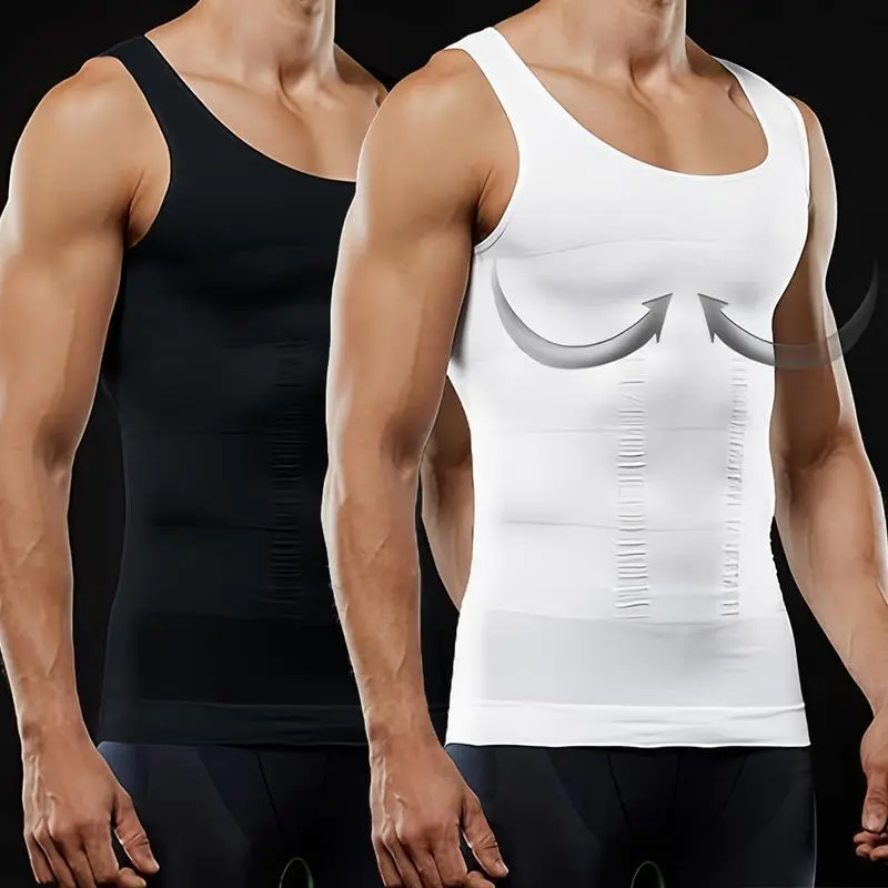 Mens Body Shaper Vest, Gynecomastia Compression Shirts, Tummy Control Sleeveless Undershirts Tummy Control and Body Shaper Tank TopGift