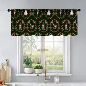 1pc Christmas and New Year printed kitchen curtains Watercolor Christmas with nutcracker, Ch curtains valance window treatment living room bedroom home decor 54 x 18 inch