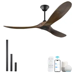 [Smart Modern Ceiling Fan] 52/60/70 Inch Modern Farmhouse Ceiling Fan, No Light, APP & Remote Control, Perfect for Living Room, Patio, Porch, Quiet DC Motor, 3 Solid Wood Blades, Reversible Airflow, Timer & Memory Function