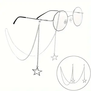 Women's Glasses Chain - Alloy Eyeglass Lanyard with Star Pendant Secure Neck Strap for Reading Glasses Holder Stylish Eyewear Accessory Charm