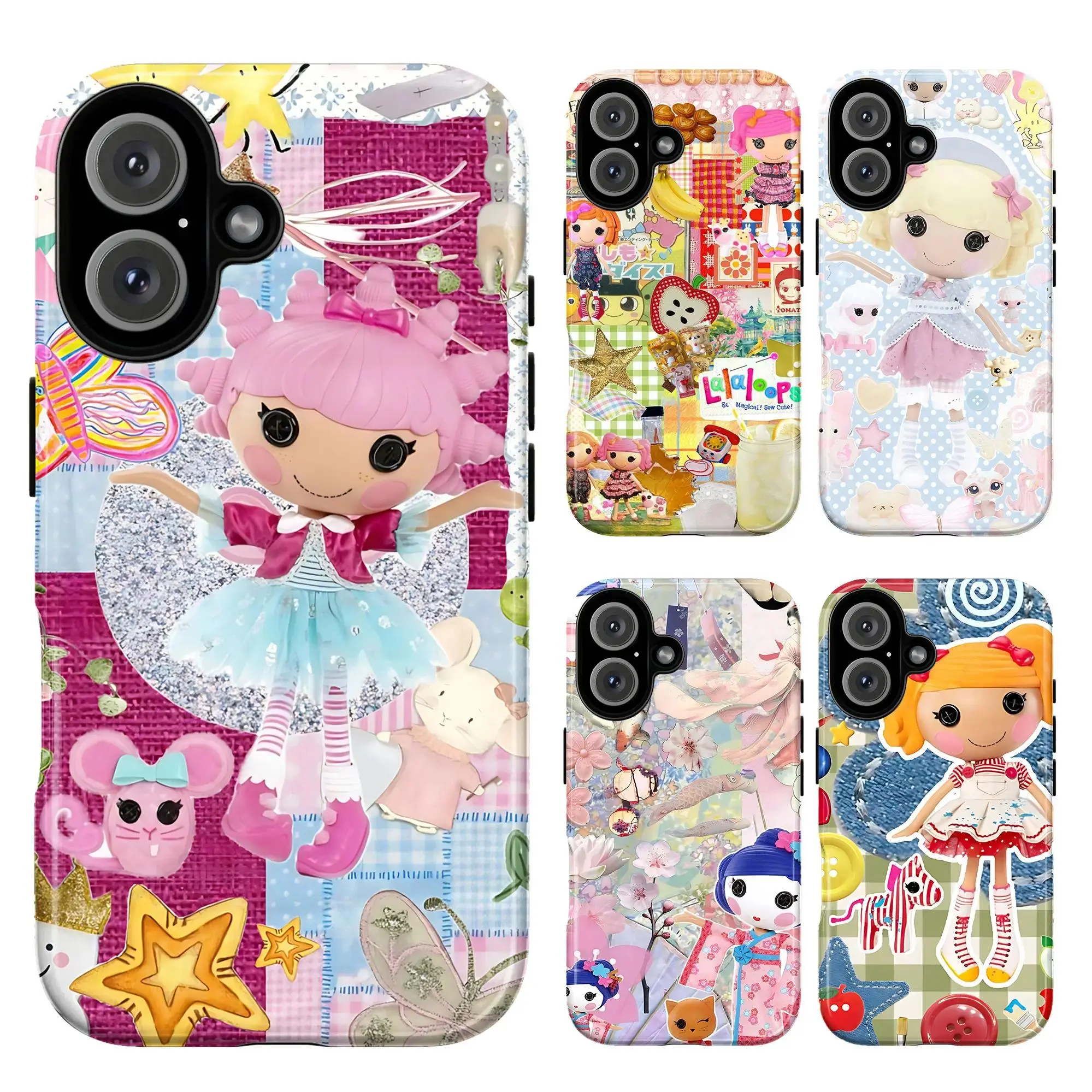 Kawaii Lalaloopsy Phone Case, Y2K Cartoon Doll Themed Phone Case Premium Matte Texture, Protection, Shockproof, Anti-Drop, Anti-Fingerprint For IPhone 17-12, Pro Max, Pro Plus, and Samsung S25-22 Protection Safety