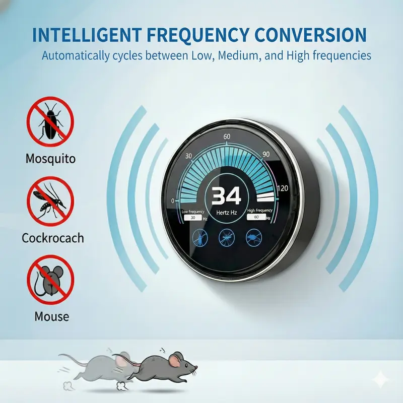 Ultrasonic Pest Repeller Plug-In – Automatically Switches Between 3 Modes (No Manual Adjustment), Eco-Friendly & Chemical-Free, Easy Plug-and-Play Pest Control for Mice, Rats, Spiders, Ants, Roaches, Mosquitoes & Bugs