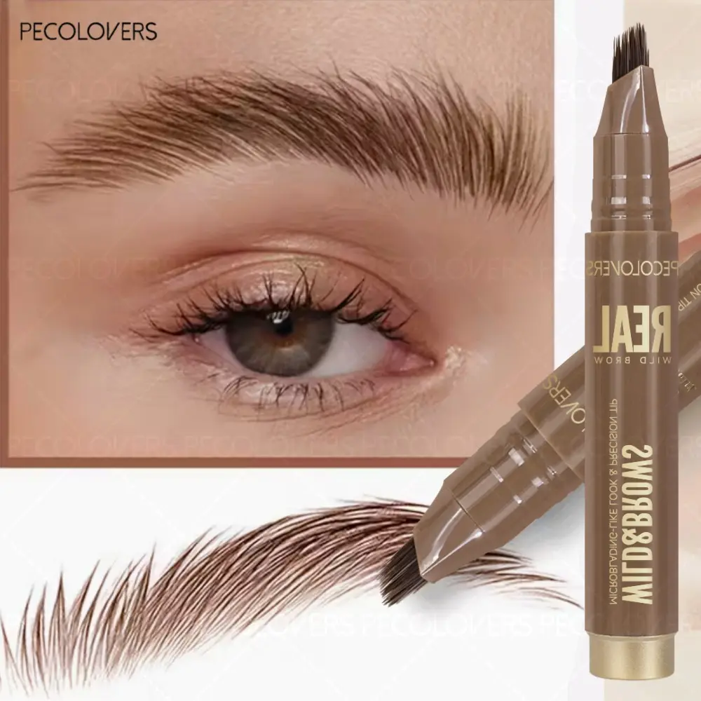 Four-pronged Eyebrow Pencil, Four-end, Long-lasting, Non-smudged, Water-resistant, Anti-smudged Eyebrow Pencil, Curved Eyebrow Pen, Eyebrow Makeup Products