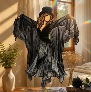 Stevie Nicks Moon Suncatcher, Fleetwood Mac Inspired Faux Stained Glass Art, Mystical Witchy Decor, Music Band Fan Gift Ornaments, Hangable Decoration Hanging Window
