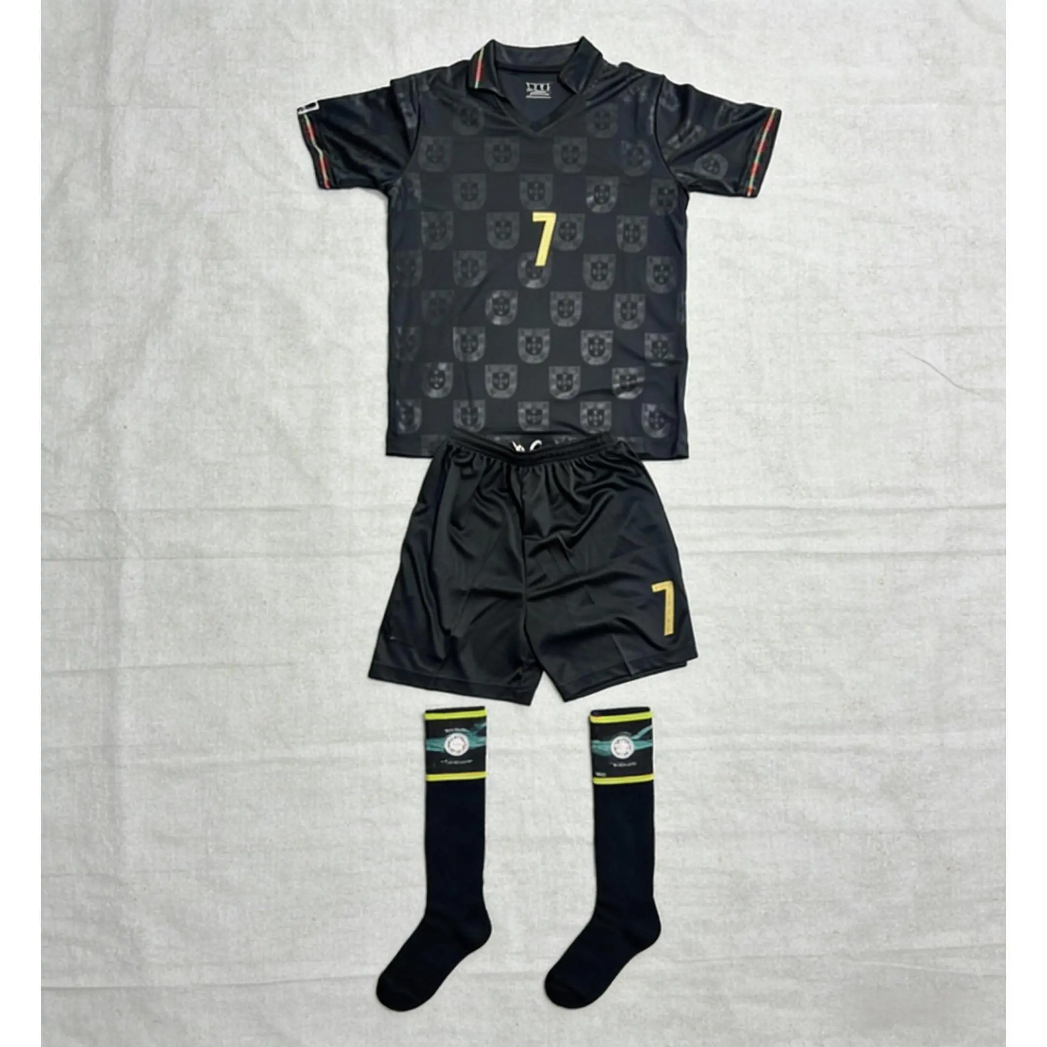 #7 Black Soccer Jersey  Kid Women Men Football Jersey  Gold Jersey