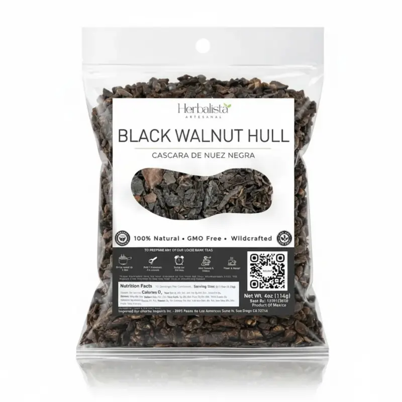 Herbalista Wildcrafted Black Walnut Hull Extract 4oz - Natural, Alcohol-Free, Gluten-Free Dried Herb Wellness Tea, Detox Beverage, Digestive Health Support for Fitness Enthusiasts, Grounding Brew with Whole Pieces for Custom Infusions