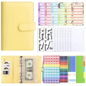 A6 Loose-Leaf Notebook Set, Detachable PU Leather Budget Planner, Maroon Color Zipper Design, Ideal for Cash Management & Personal Organization