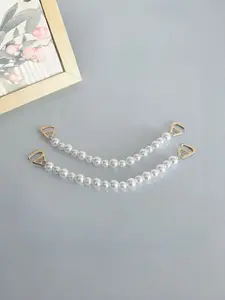 2pcs Fashionable Chain Shoe Charms Set Slipper Straps with Faux Pearl Chains, Unique Style Shoe Accessories, Trendy Decorative Items for Shoes