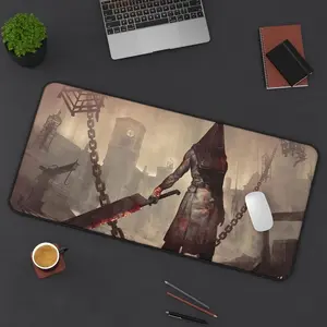 Desk Mat - Pyramid Head Silent Hill Gaming Mouse Pad, Office Desk Accessories, Horror Movie Gamer Gift, Computer Table Decor, Video Game Fan