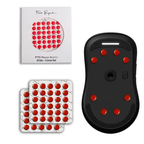 FlashBeyond 60 Dot Mouse Skates – PTFE for Glass Mousepad | Adjustable Glide & Precision Control | Easy Apply | Crimson Red