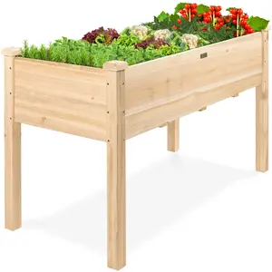 47 x 24x 30 Inches Raised Garden Bed, Elevated Wood Planter Box Stand for Backyard, Patio, Balcony with Bed Liner, 200 Pound Capacity