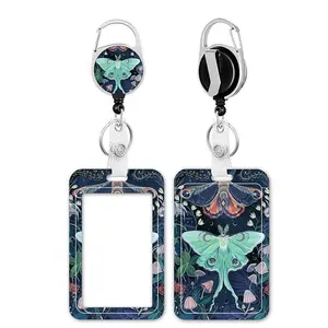 Butterfly Pattern Retractable Badge Holder, 1 Count Creative Badge Holder with ID Card Holder, Nurse Badge Reel, Identification Badges & Supplies for Nurse Teacher Office