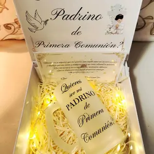 First Comunion Godfather gift box with a 16oz Glass Drinkware