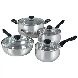 Oster Rametto Stainless Steel Cookware Set, 8 Piece, Silver