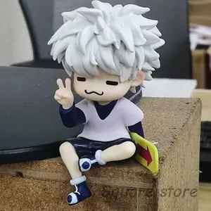 Anime Hunter Figure Cute Killua Zoldyck Cute Sitting PVC Model Statue Doll Statue Q Version Desktop Ornament Model