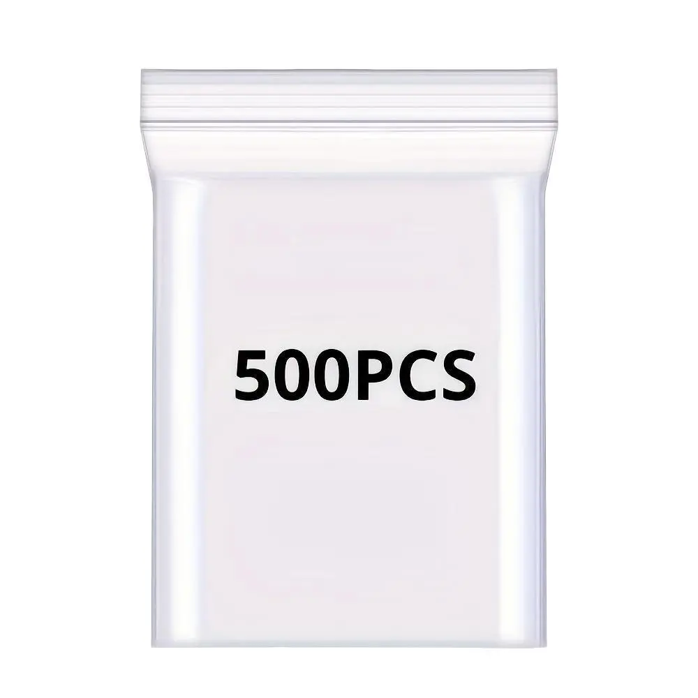 Self Sealing Bag, 500pcs Reusable Plastic Ziplock Bag, Zipper Bag, Waterproof Sealed Bag, Storage Bag for Home & Office & Travel, Organiser