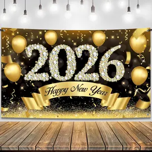 Happy New Year 2026 Banner – Extra Large NYE Party Backdrop For New Years Eve Decorations – Festive Celebration Sign For Home And Events