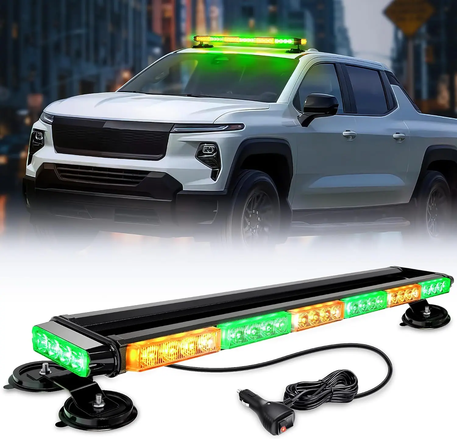 Nilight 29.5in 56LED Super Bright Emergency Alert Roof Top Led Light Bar Kit - Enhanced Lens, Magnetic Mount, 12V-24V Strobe Module, Blinker, Work Light, Accessories for Cars, Semi Vehicles, Led Light Bars