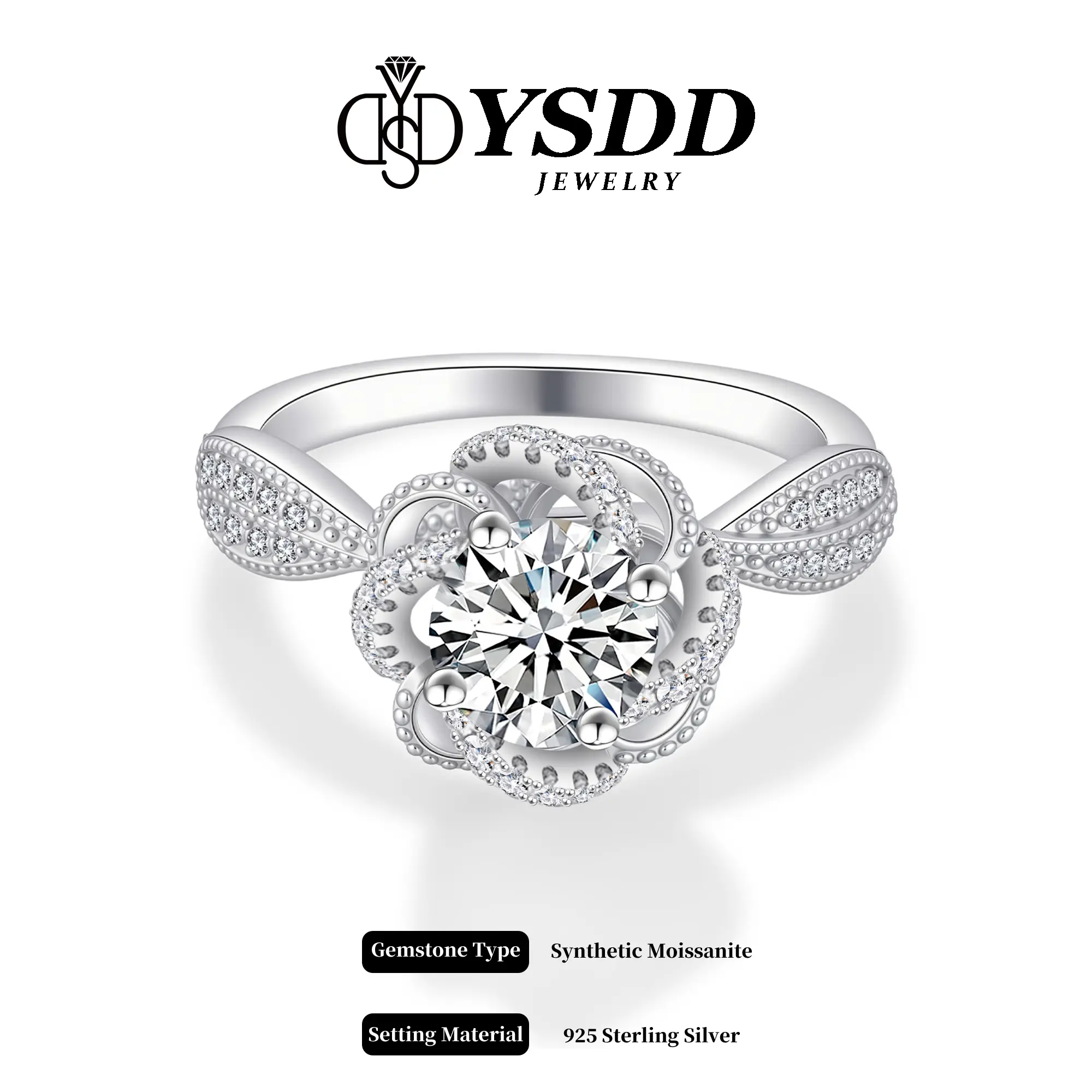 【#459】1CT Royal Milgrain Garden Ring vvs DE Synthetic Moissanite Rings in 925 Sterling Silver Promise Ring Gift for Her