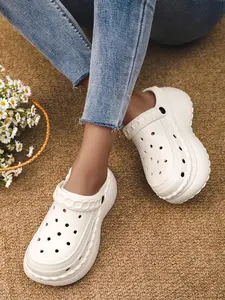 Summer Women's Thick Sole Sandals, Breathable Hollow Out Anti-Odor Outdoor Beach Shoes, Comfortable Eva Soft Bottom Garden Slippers, Casual Beach Slippers
