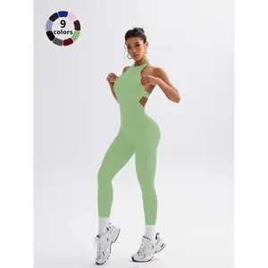 Women's Sleeveless Yoga Romper, High Stretch Fitness, Tight-Fit Exercise Wear, All-Season, Sporty Comfy Jumpsuit