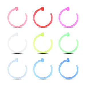 Oufer 20G 9PCS Pack Colorful Acrylic Nose Hoop Ring