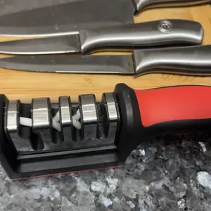 4-Stage Professional Kitchen Knife Sharpener - Knife Sharpener Helps Repair, Restore, Polish Blades and 4 Stage Sharpening Slots