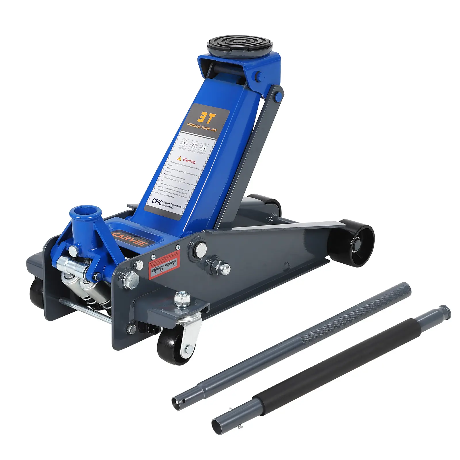 Garvee 3-Ton Low Profile Racing Floor Jack - 6000 Lb Capacity, Dual Piston Quick Lift Pump, Heavy Duty Steel Frame, 2.95-16.54 in Range, Ultra Low Entry for Cars/SUVs/Trucks, Garage Vehicle Lifting Tool